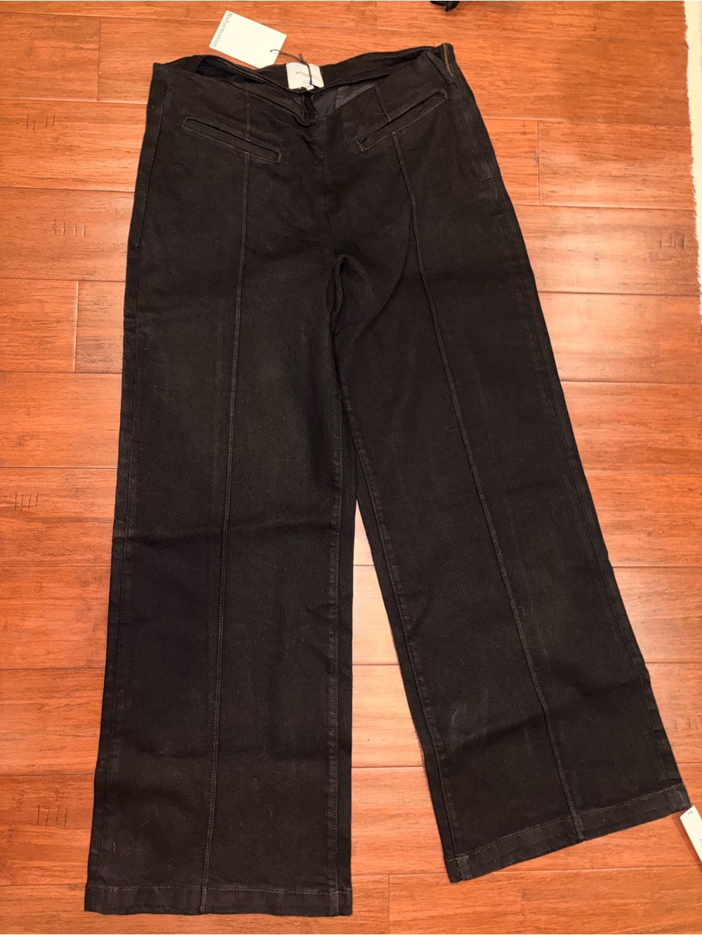 Reformation Black Boot-Cut Wide Leg Pants